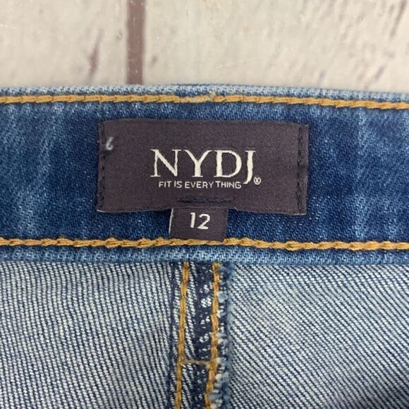NYDJ Not Your Daughter’s Jeans Women’s 12 Blue Distressed Straight Leg Jeans - Picture 1 of 10
